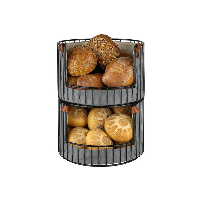 Brot-/Obstkorb inkl Baumwollbezug 27,5cm beige/grau