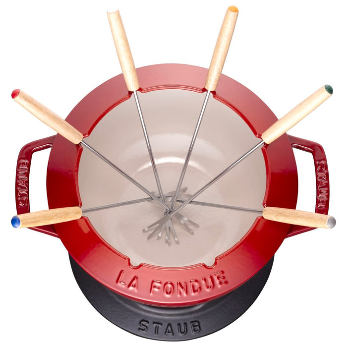 Specialities Fondue Set, 18cm, kirschrot innen cremefarben 18 cm, Kirsch-Rot