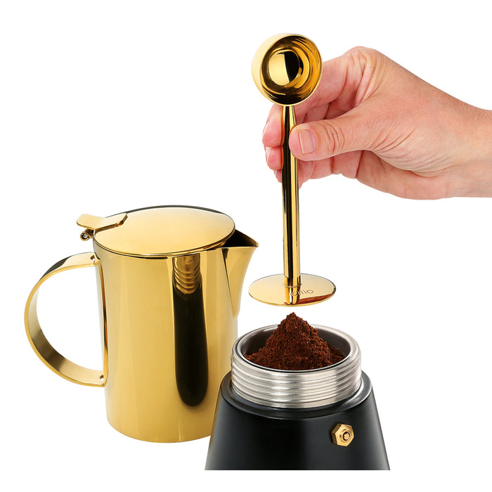 CILIO Espressodrücker mit Kaffeelot gold