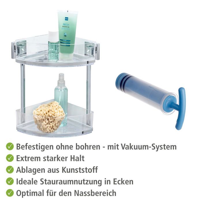 Vacuum-Loc® Eckregal 2 Etagen Quadro Edelstahl