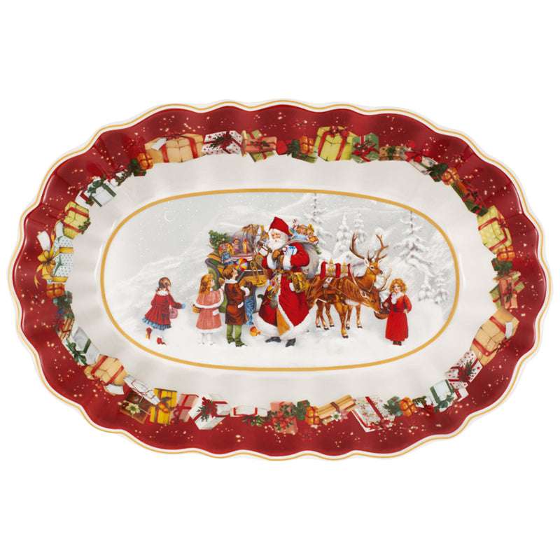 Schale oval groß, Santa u Kinder 30,5x20