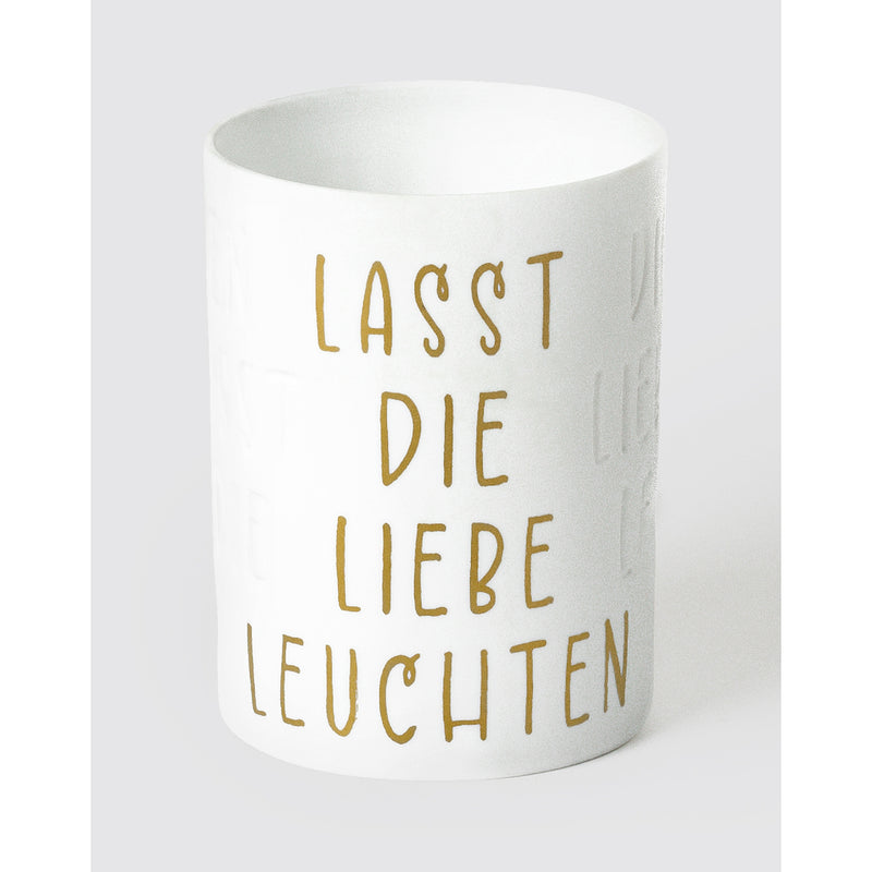 Teelichthalter Lasst die Liebe leuchten D7cm H9cm