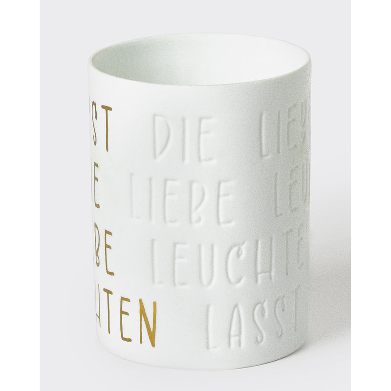 Teelichthalter Lasst die Liebe leuchten D7cm H9cm