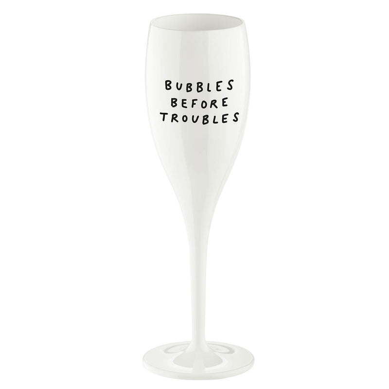 Glas 100ml mit Druck, CHEERS No. 1 BUBBLES BEFORE TROUBLES