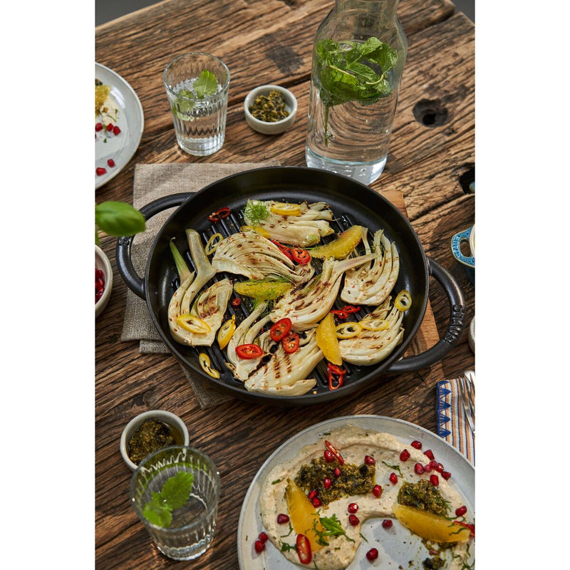 Grill Pans Pure Grill 26 cm, rund, Schwarz, Gusseisen