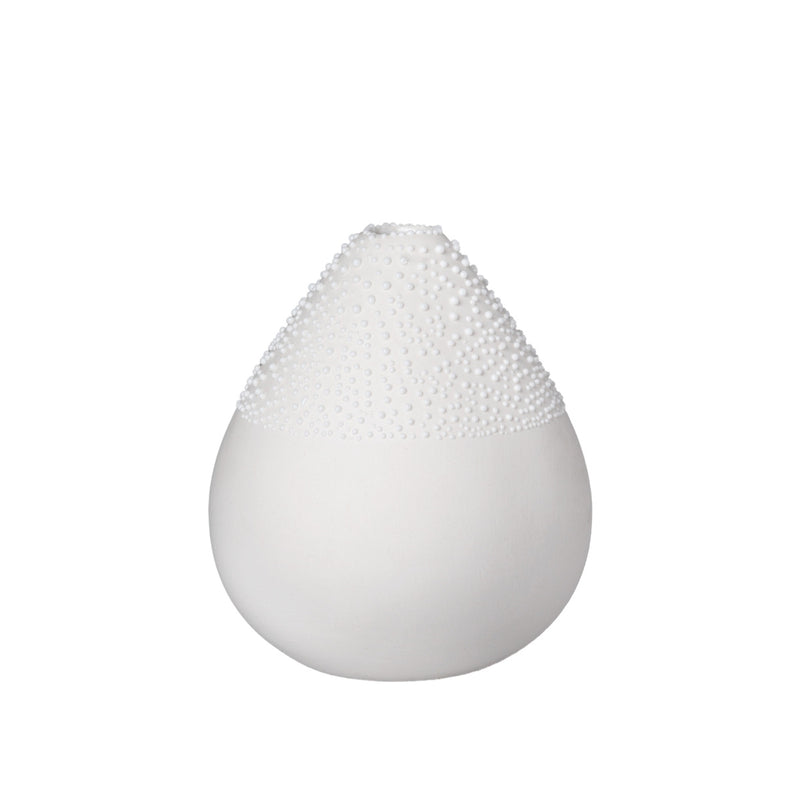 Perlenvase Design 3 weiß, D.8cm, H.9cm