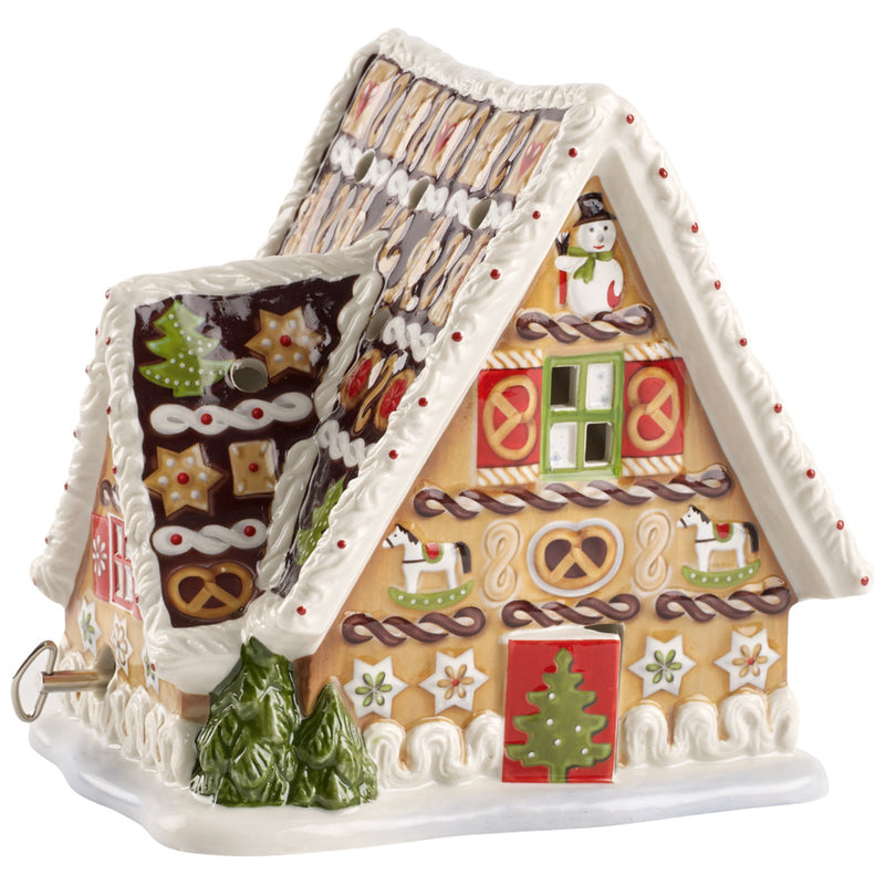 Lebkuchenhaus mit Spieluhr 16x13x16cm