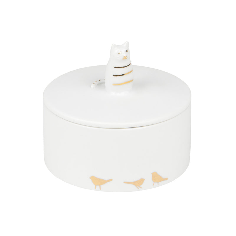 PG Goldstück Dose Katze D.8cm, H.7cm