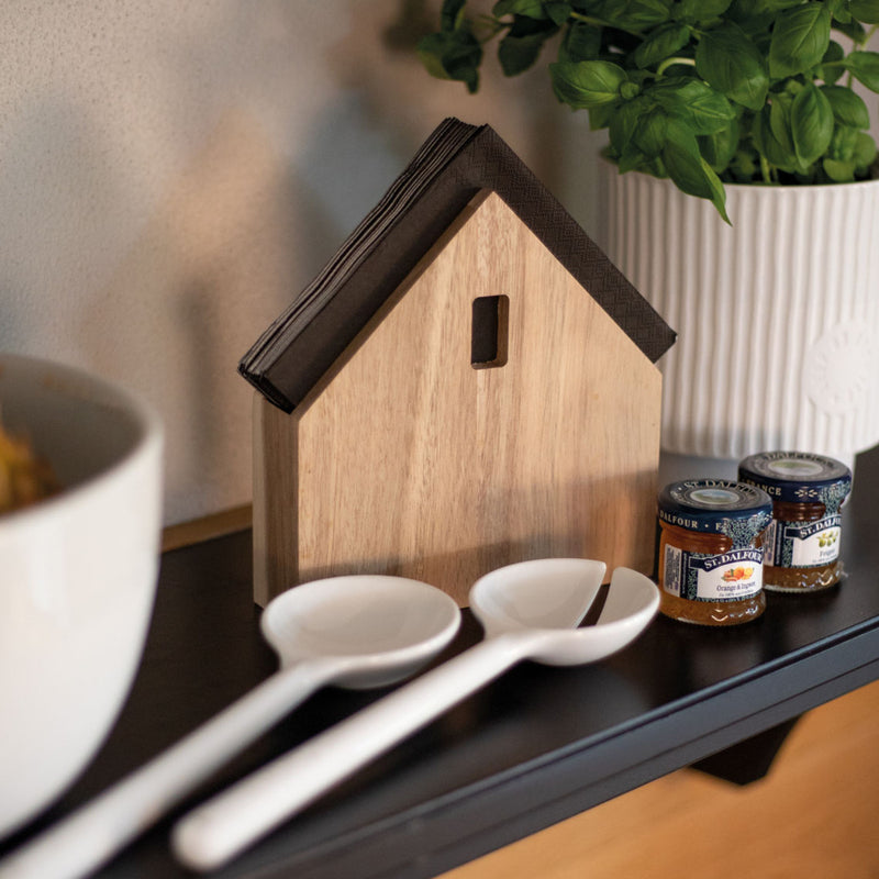 Serviettenhaus klein Akazie 16x15,5x4cm