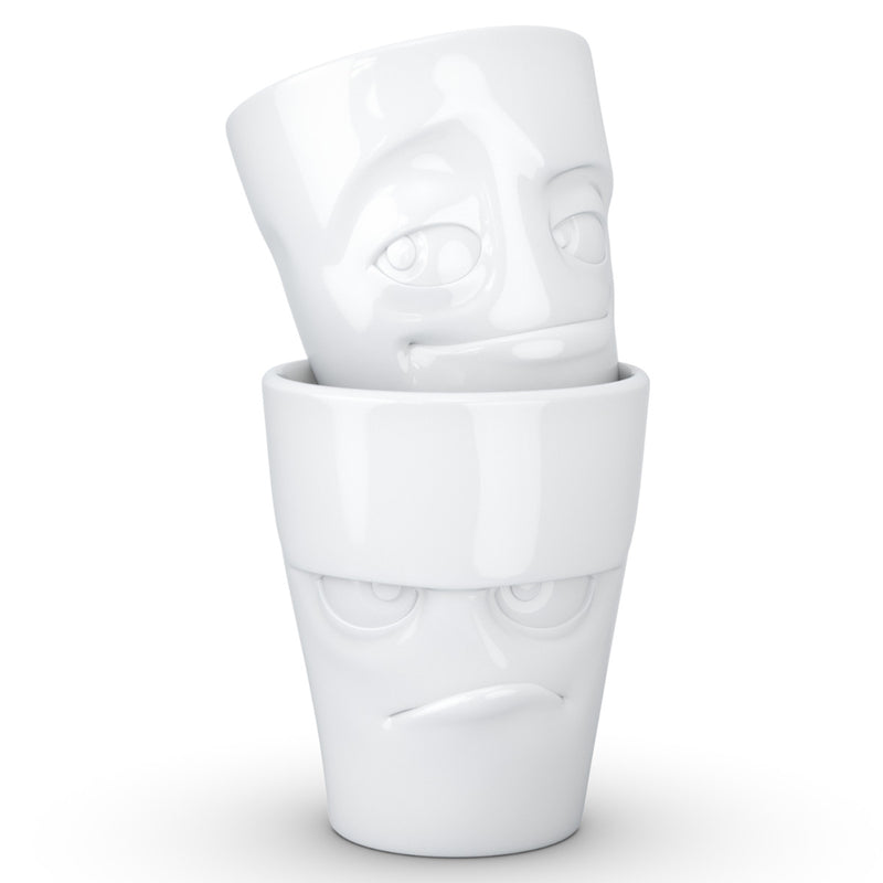 Becher Set Nr. 1 Grummelig & Verschmitzt ohne Henkel in weiß, 350 ml
