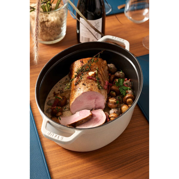 La Cocotte Cocotte 31 cm, oval, Weisser Trüffel, Gusseisen