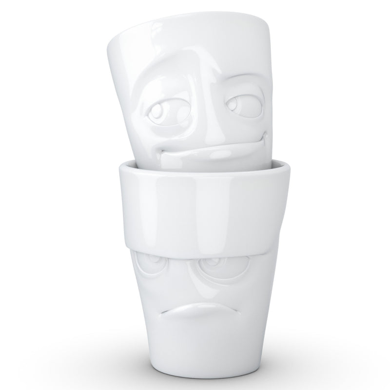 Becher Set Nr. 1 Grummelig & Verschmitzt ohne Henkel in weiß, 350 ml