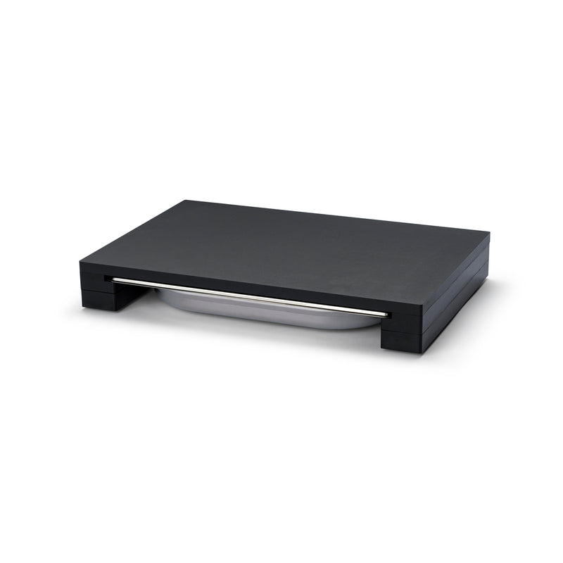 Schneidebrett mit Edelstahl-Schublade, Duracore schwarz 39x27x5 cm