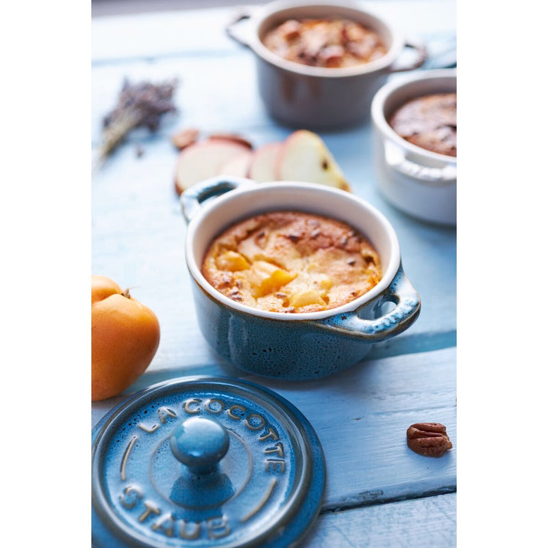 Ceramique Cocotte Set 4-tlg, rund, Antik-Türkis, Keramik