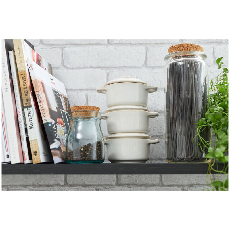 Ceramique Mini Cocotte 10 cm, rund, Elfenbein-Weiß, Keramik