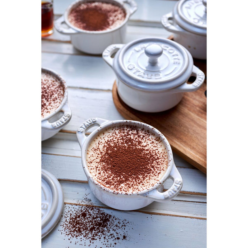 Ceramique Mini Cocotte 10 cm, rund, Elfenbein-Weiß, Keramik