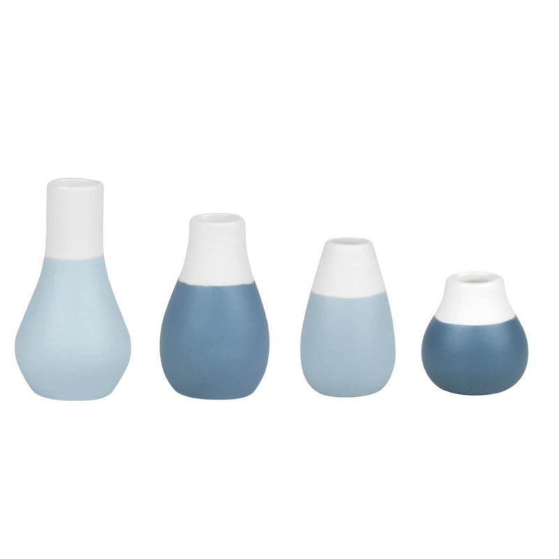 Mini Pastellvasen 4er Set blau D.4cm, H.4,5-8cm