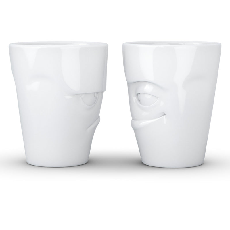 Becher Set Nr. 1 Grummelig & Verschmitzt ohne Henkel in weiß, 350 ml