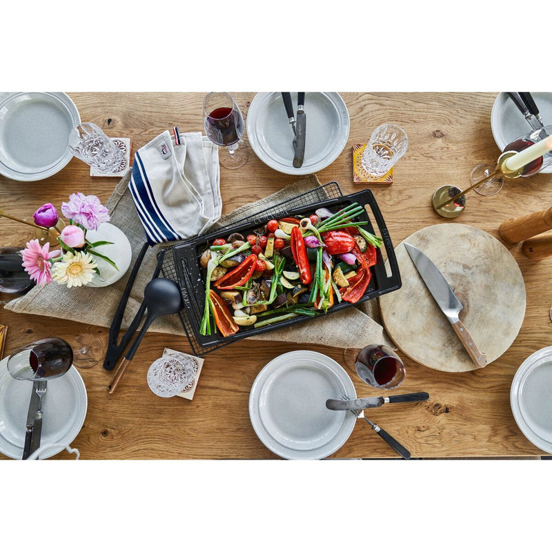 Pans Plancha 38 cm, rechteckig, Schwarz, Gusseisen