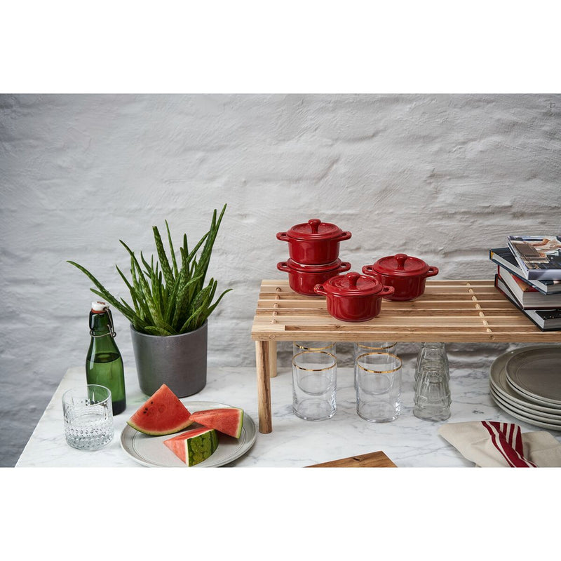 Ceramique Cocotte Set 4-tlg, rund, Kirsch-Rot, Keramik
