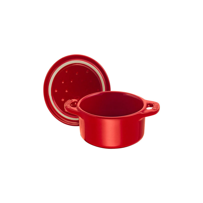 Ceramique Mini Cocotte 10 cm, rund, Kirsch-Rot, Keramik