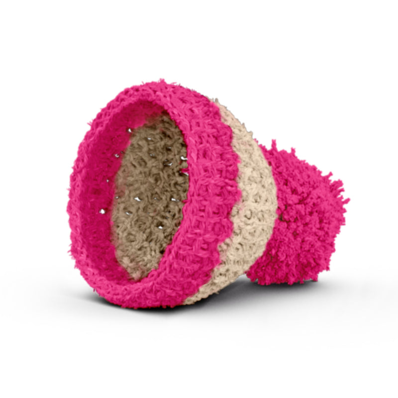 Eierbecher Mütze Elfenbein/Magenta