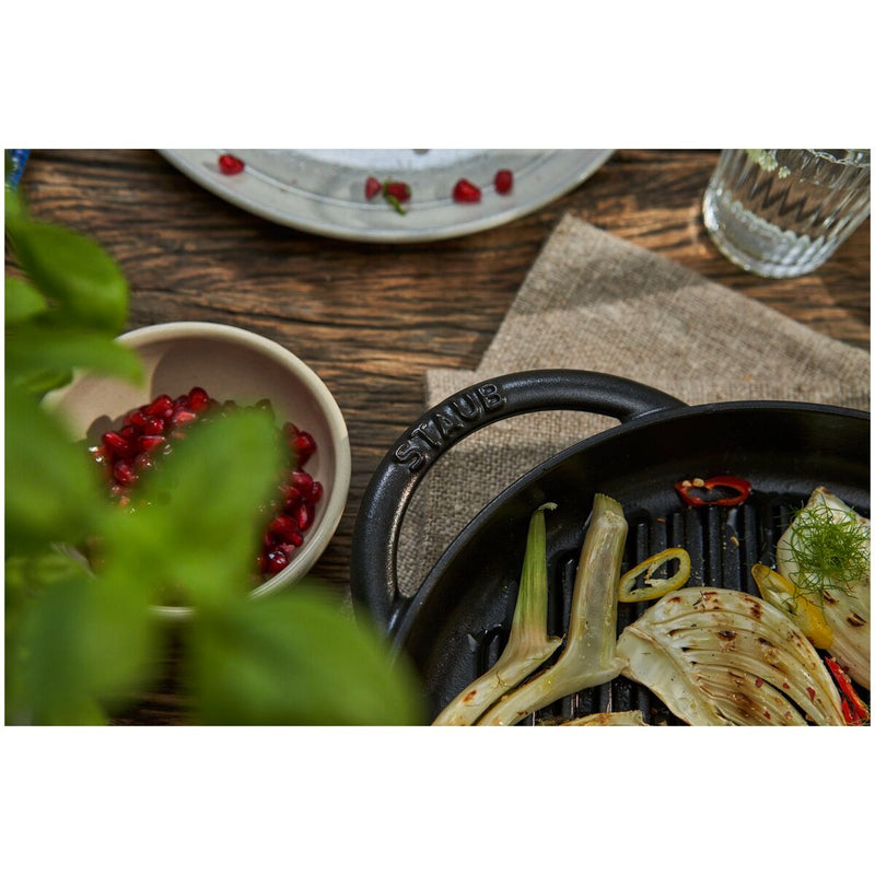 Grill Pans Pure Grill 26 cm, rund, Schwarz, Gusseisen