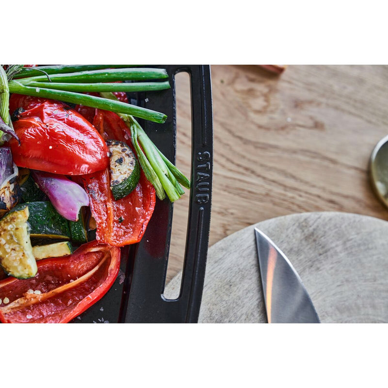 Pans Plancha 38 cm, rechteckig, Schwarz, Gusseisen
