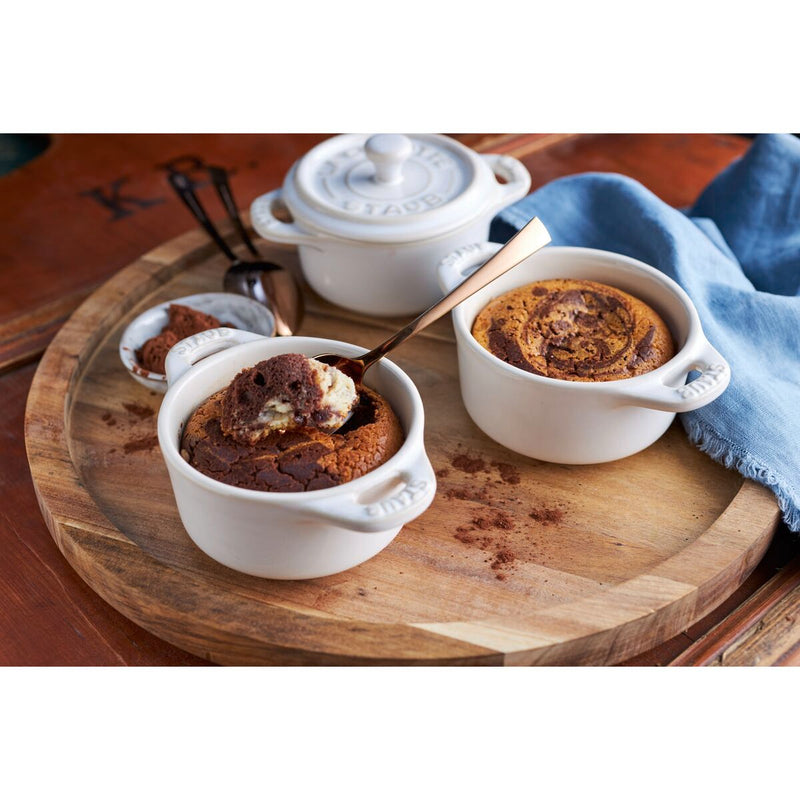 Ceramique Mini Cocotte 10 cm, rund, Elfenbein-Weiß, Keramik