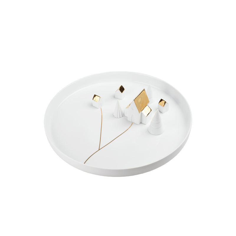 PG Schale Dörfchen D. 40,5cm, H.9cm