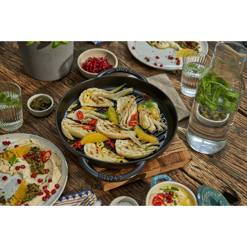 Grill Pans Pure Grill 26 cm, rund, Schwarz, Gusseisen