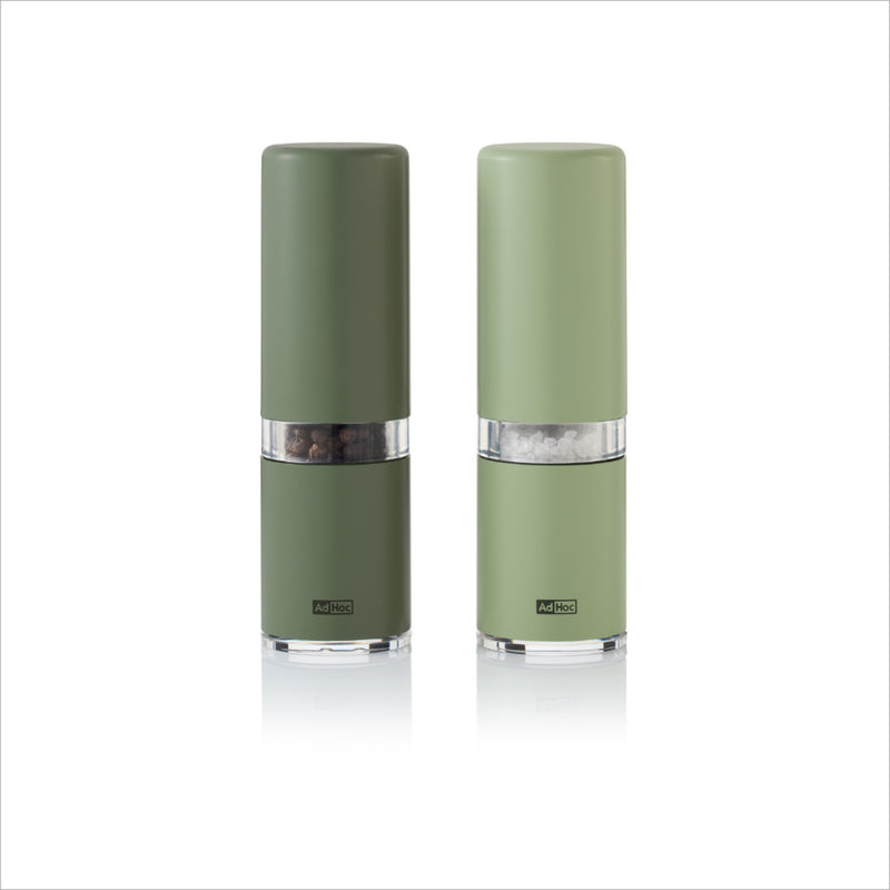 Set Pfeffer- und Salzmühle Style, dark green&light green, CeraCut® Ceramic Mahlwerk, Edelstahl/Acryl, D 4,5 cm, H 14,8 cm