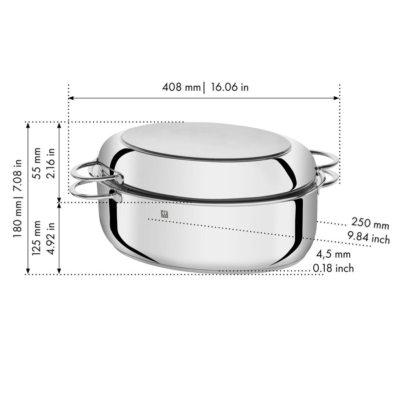 Plus Bräter 41 cm, 18/10 Edelstahl, Silber