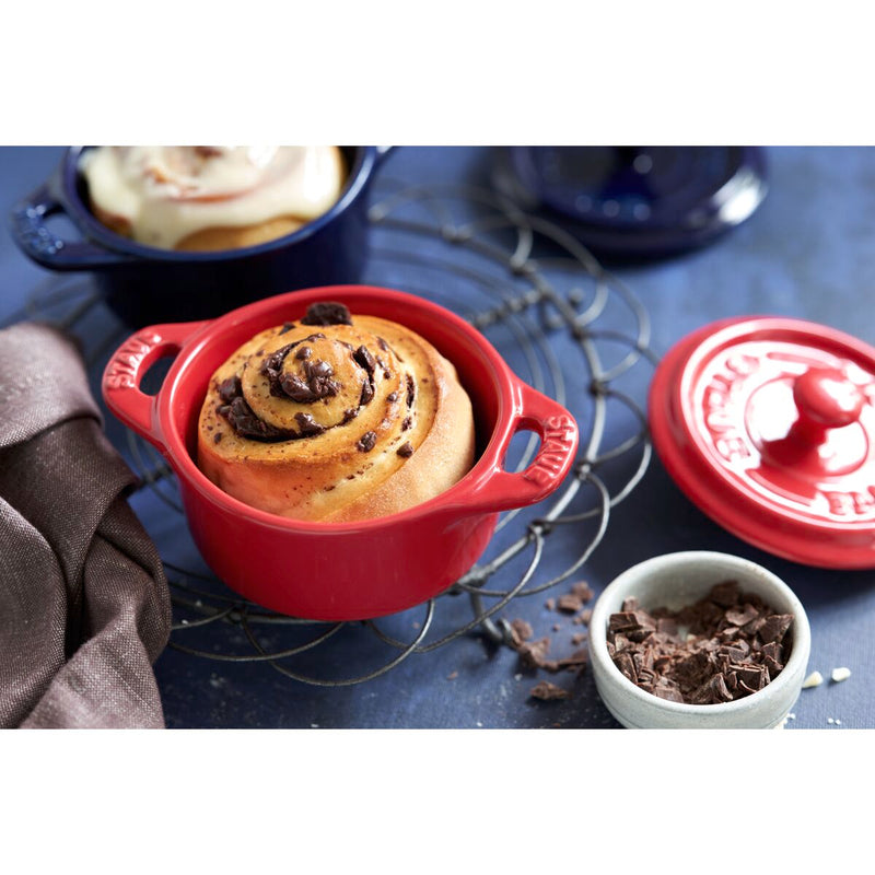 Ceramique Cocotte Set 4-tlg, rund, Kirsch-Rot, Keramik