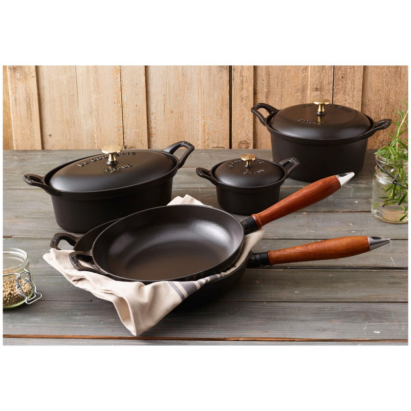 Pans Bratpfanne 24 cm, rund, Schwarz, Gusseisen