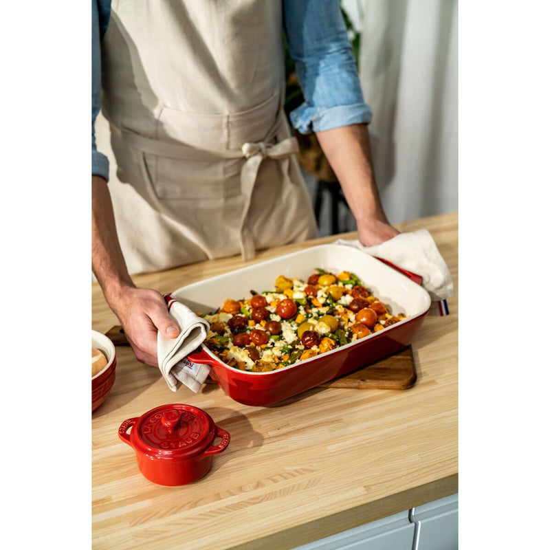 Ceramique Mini Cocotte 10 cm, rund, Kirsch-Rot, Keramik