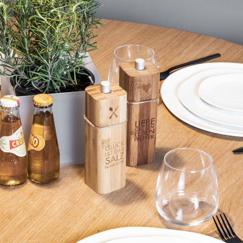 Salzmühle Glück ist das Salz in der Suppe H.15cm