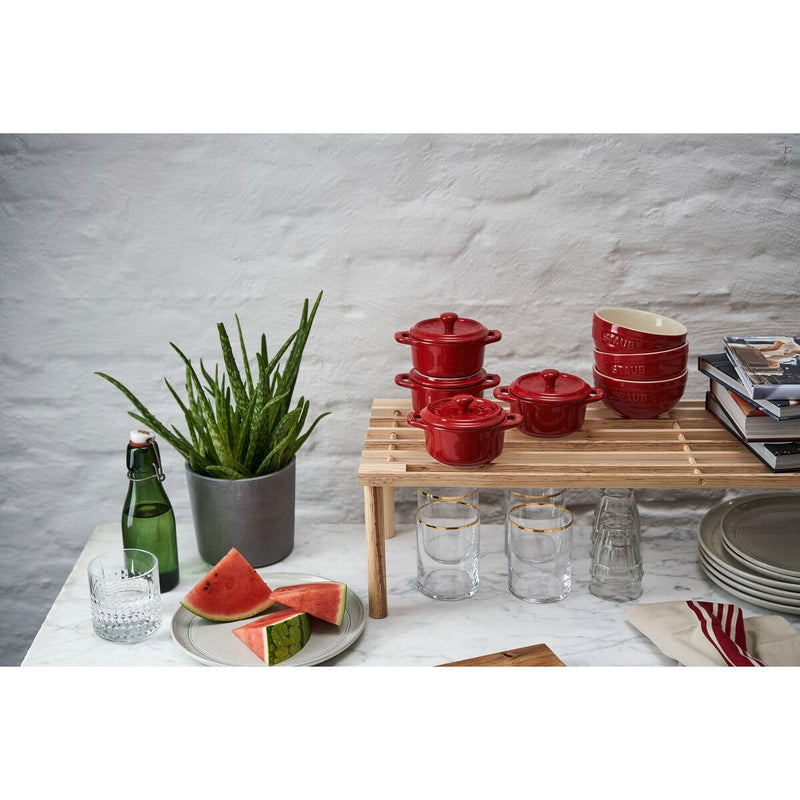Ceramique Cocotte Set 4-tlg, rund, Kirsch-Rot, Keramik