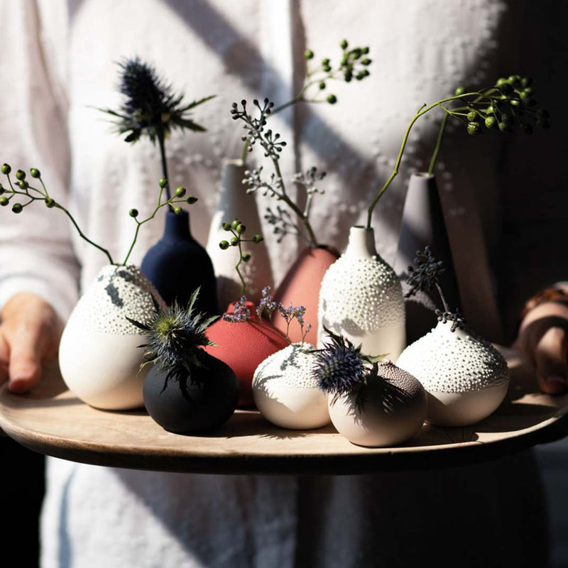 Perlenvase Design 3 weiß, D.8cm, H.9cm