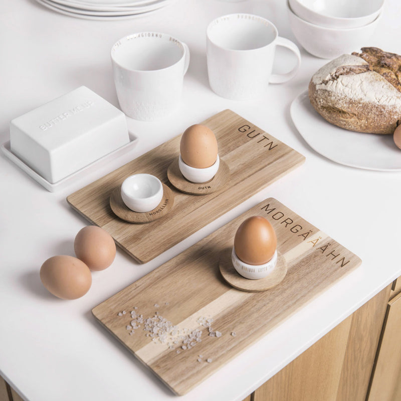 Eierbecher mit Unterteller MORGÄÄÄHN 7x7x3 cm