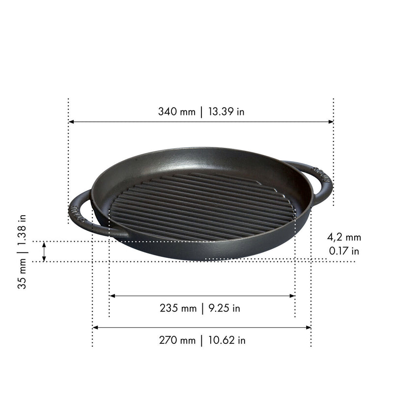 Grill Pans Pure Grill 26 cm, rund, Schwarz, Gusseisen