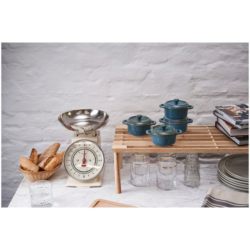 Ceramique Cocotte Set 4-tlg, rund, Antik-Türkis, Keramik