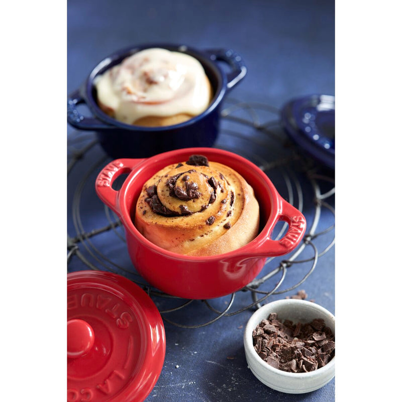 Ceramique Cocotte Set 4-tlg, rund, Kirsch-Rot, Keramik