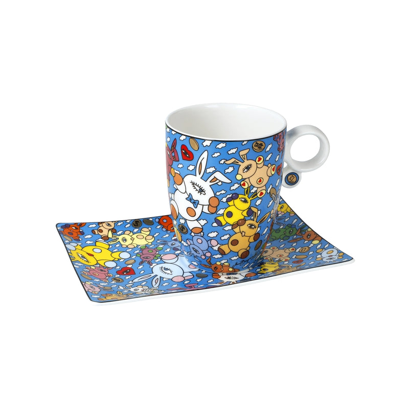 Künstlertasse mit Untertasse Mauro Bergonzoli Magic Bunny Explosion