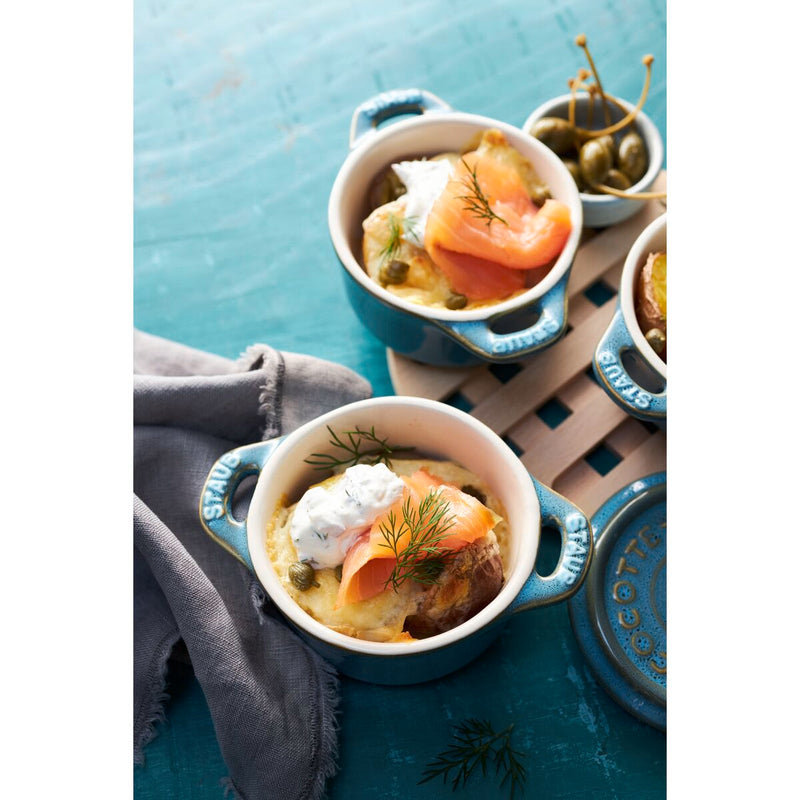 Ceramique Cocotte Set 4-tlg, rund, Antik-Türkis, Keramik