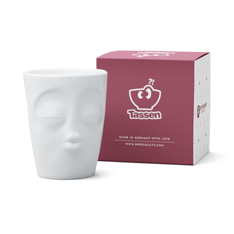 Henkelbecher Küssend in weiß, 350 ml