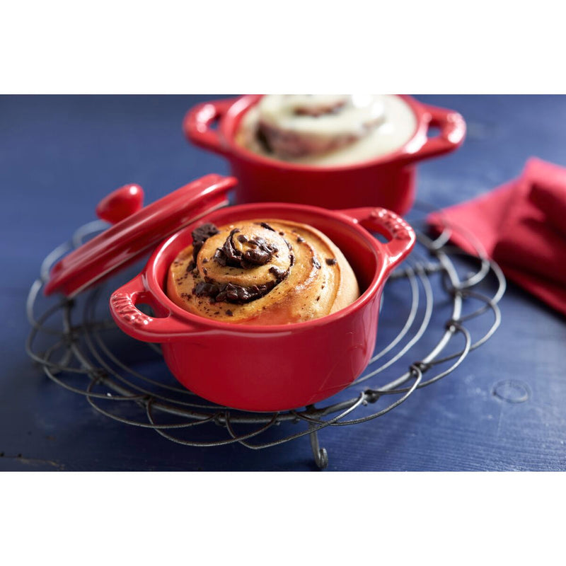 Ceramique Cocotte Set 4-tlg, rund, Kirsch-Rot, Keramik