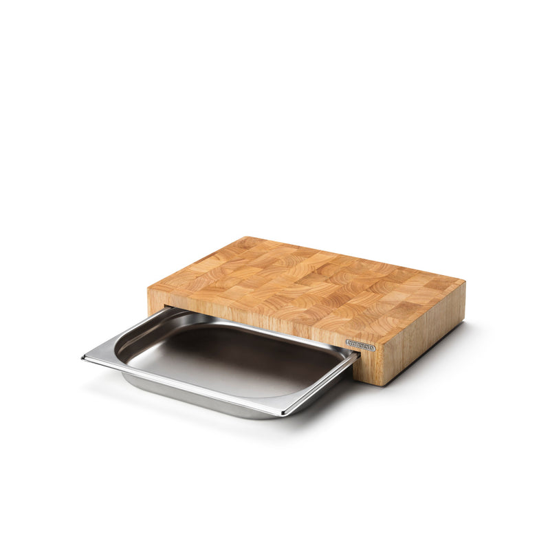 Schneidebrett m, Schublade, Gummibaum Stirnholz 39x27x6,5 cm