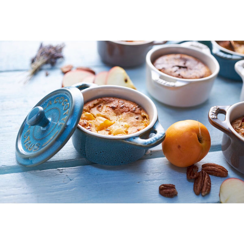 Ceramique Cocotte Set 4-tlg, rund, Antik-Türkis, Keramik
