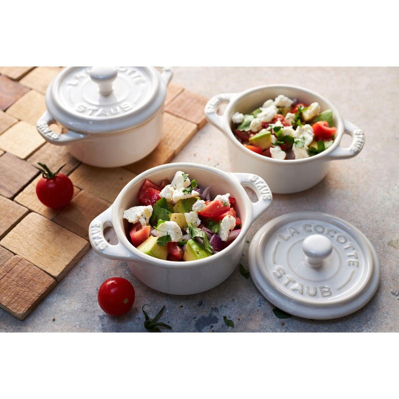Ceramique Cocotte Set 4-tlg, rund, Elfenbein-Weiß, Keramik